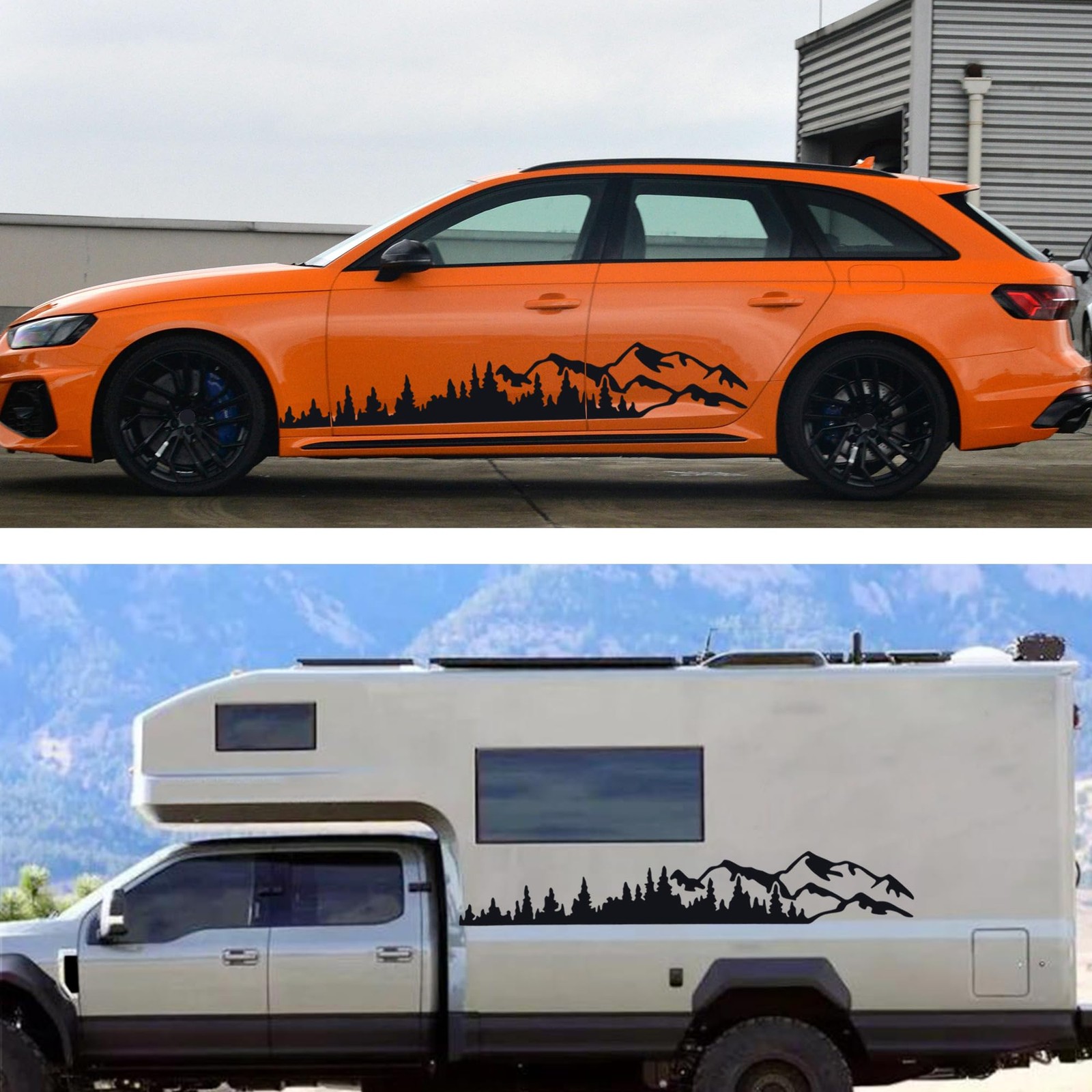 1 Pair 77.4" Mountain Tree Forest Vinyl Decals for Car Body Door Side Auto M…
