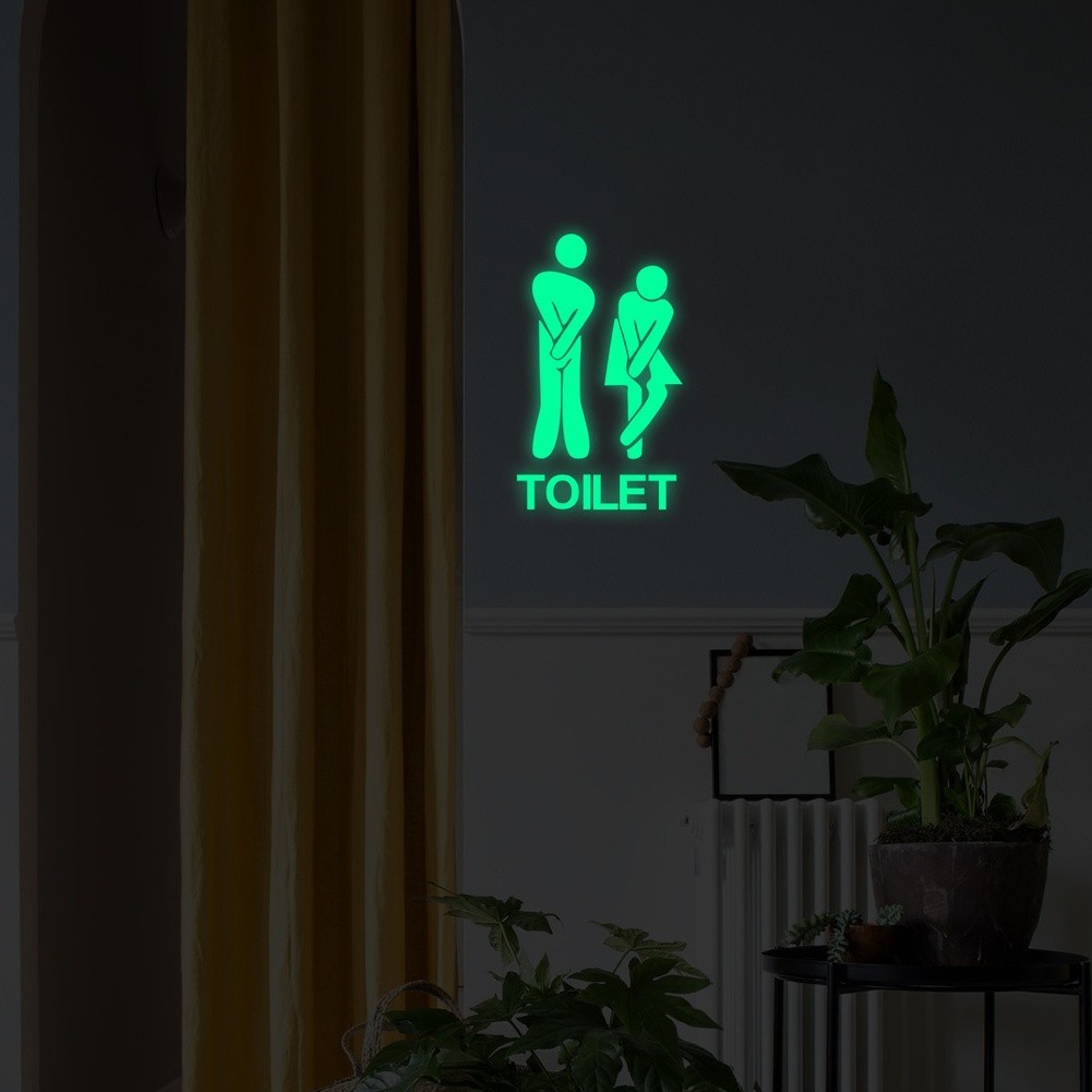 Reusable Glow in the Dark PET Decal 20 x 13 cm Bathroom Toilet Door Sticker