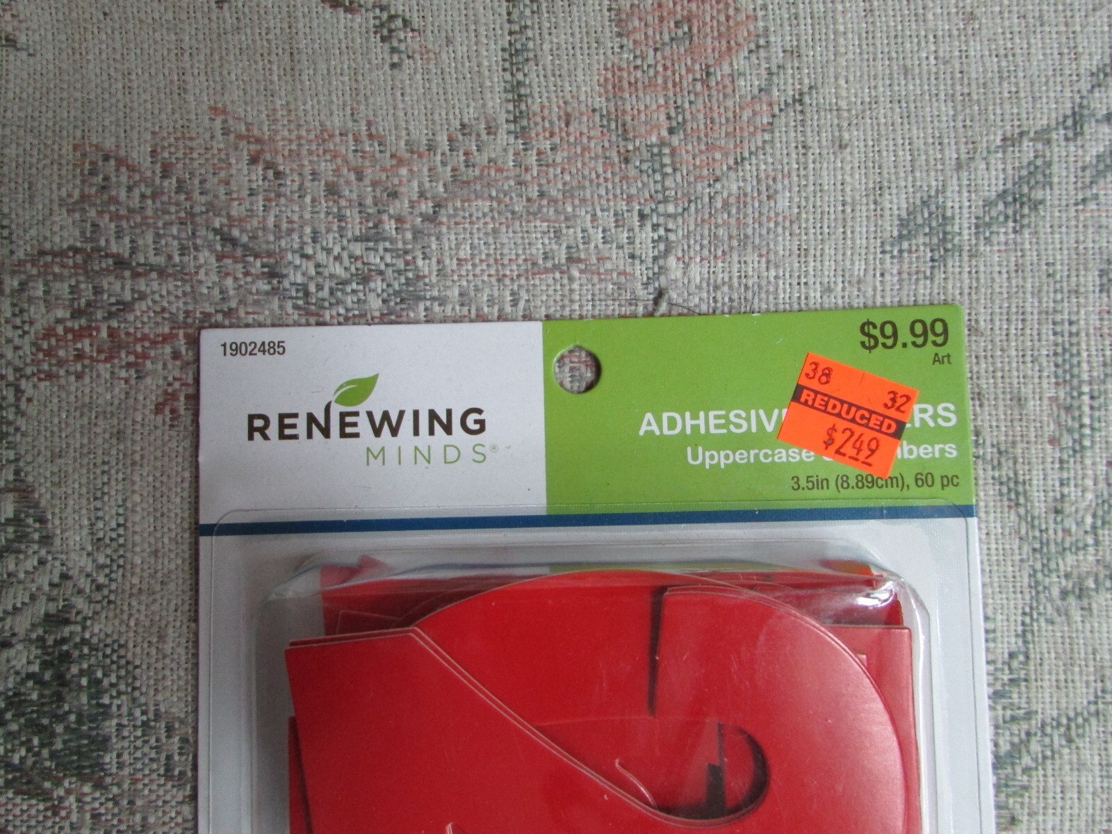 Red Renewing Minds Adhesive Uppercase Letters and Numbers, 3.5", 60 pc, new