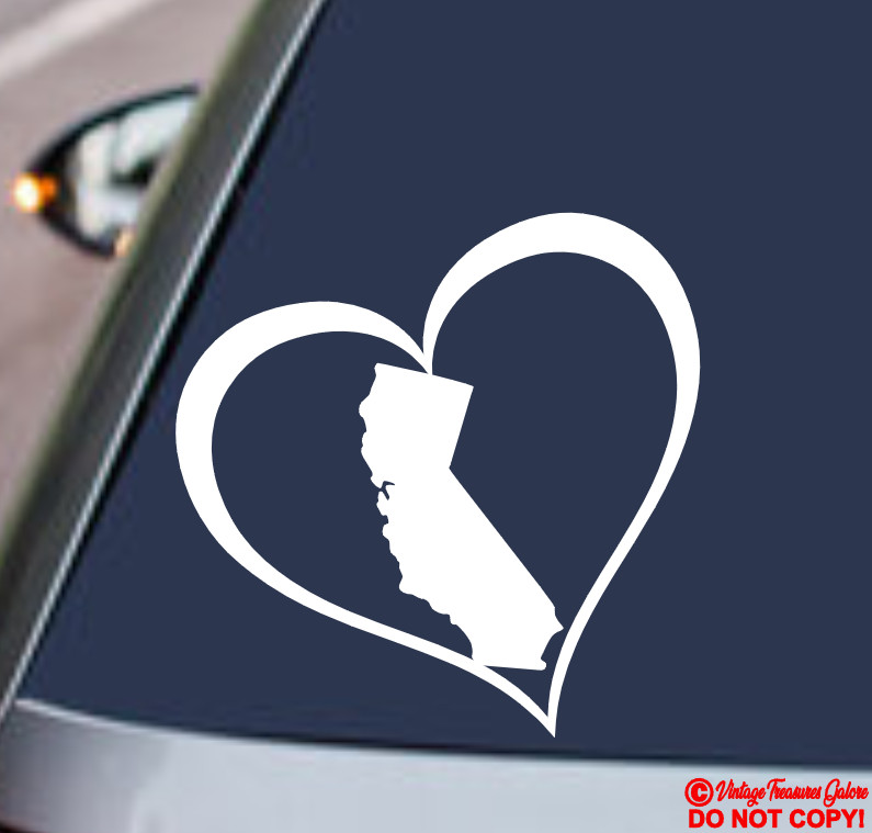 CALIFORNIA HEART Vinyl Decal Sticker Car Window Bumper Love Cali Golden State