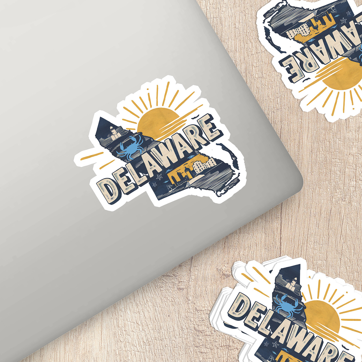 Retro Vinyl State Sticker – Delaware