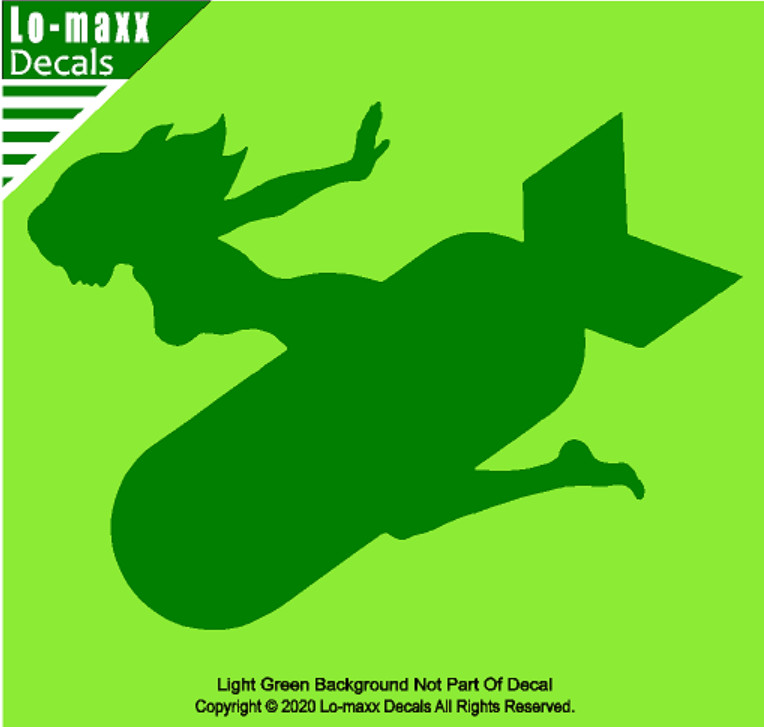 Mudflap Girl Riding Bomb Trucker WW 2 Bomber Custom Graphic Die Cut Vinyl Decal