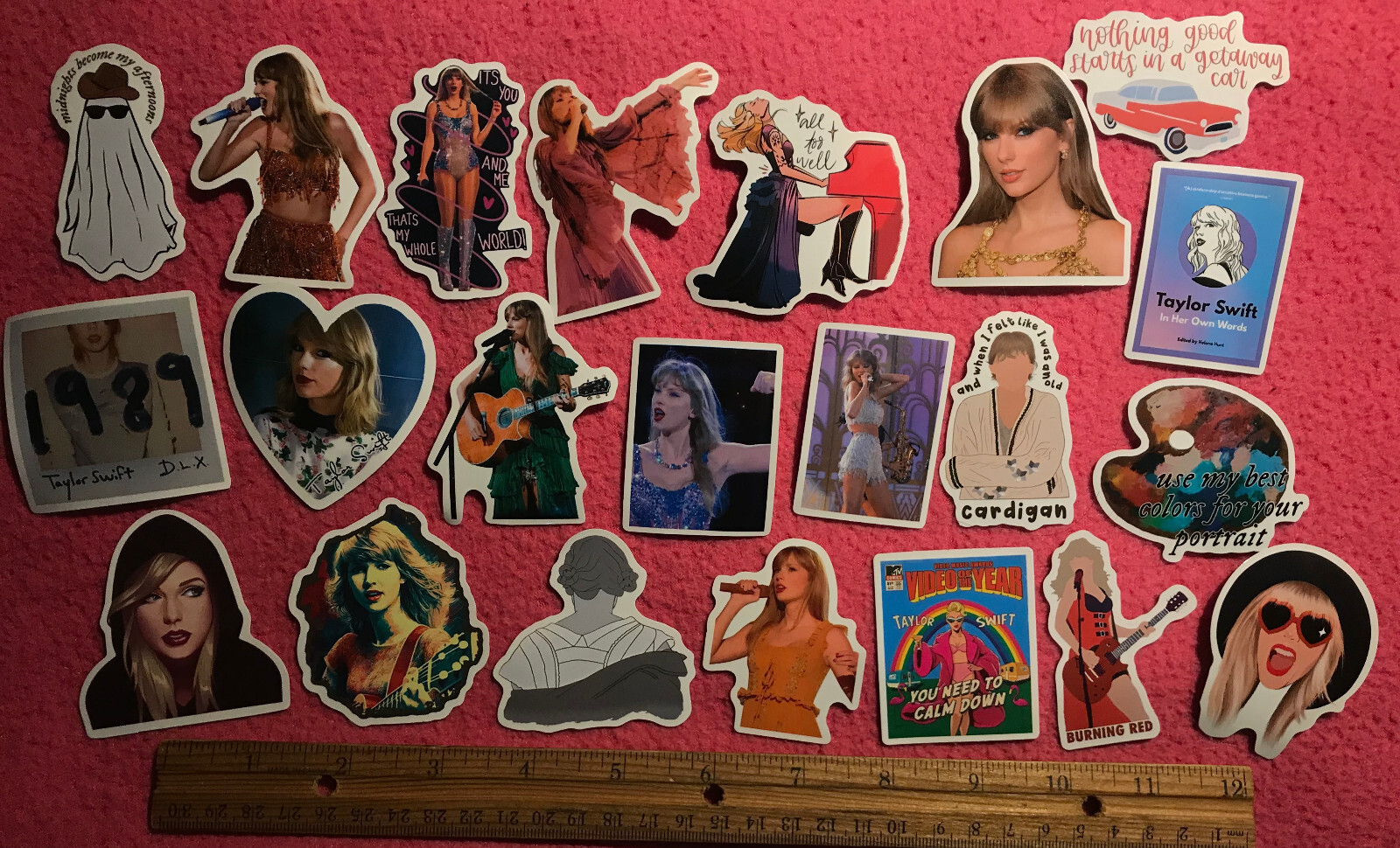 LOT OF 10 TAYLOR SWIFT Stickers Music Concert Decals songs lyrics swiftie pics