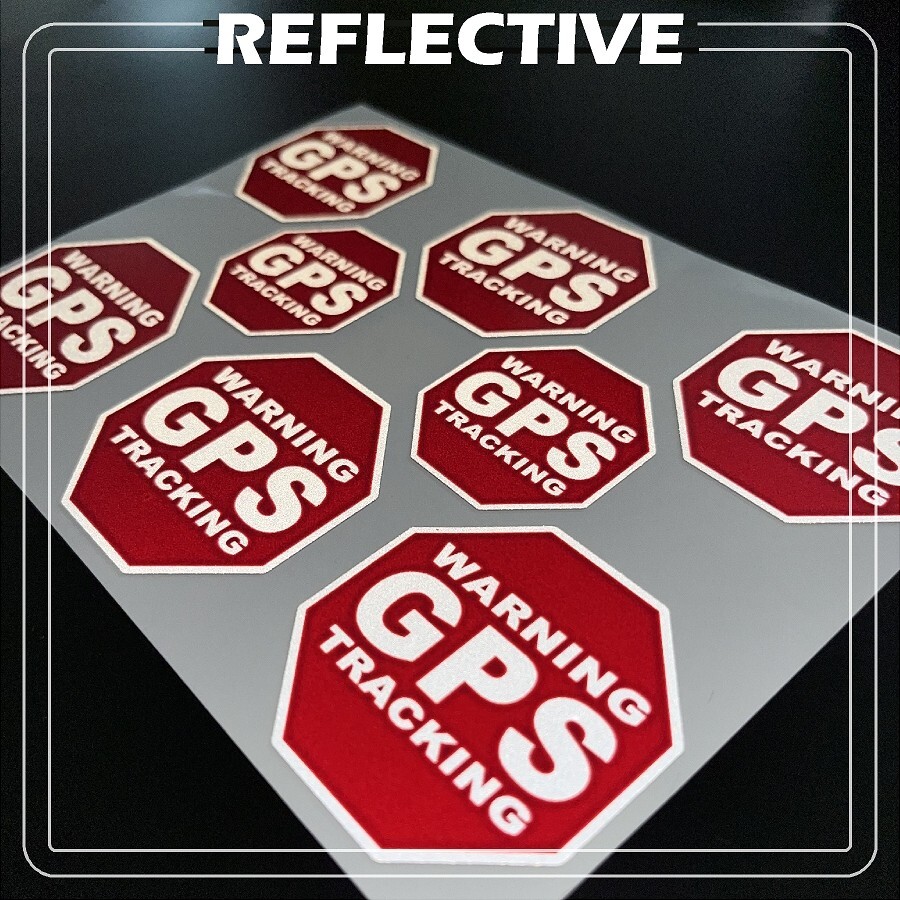 8 PACK REFLECTIVE GPS Tracking Laminated Stickers Theft Deterrent FREE SHIPPING