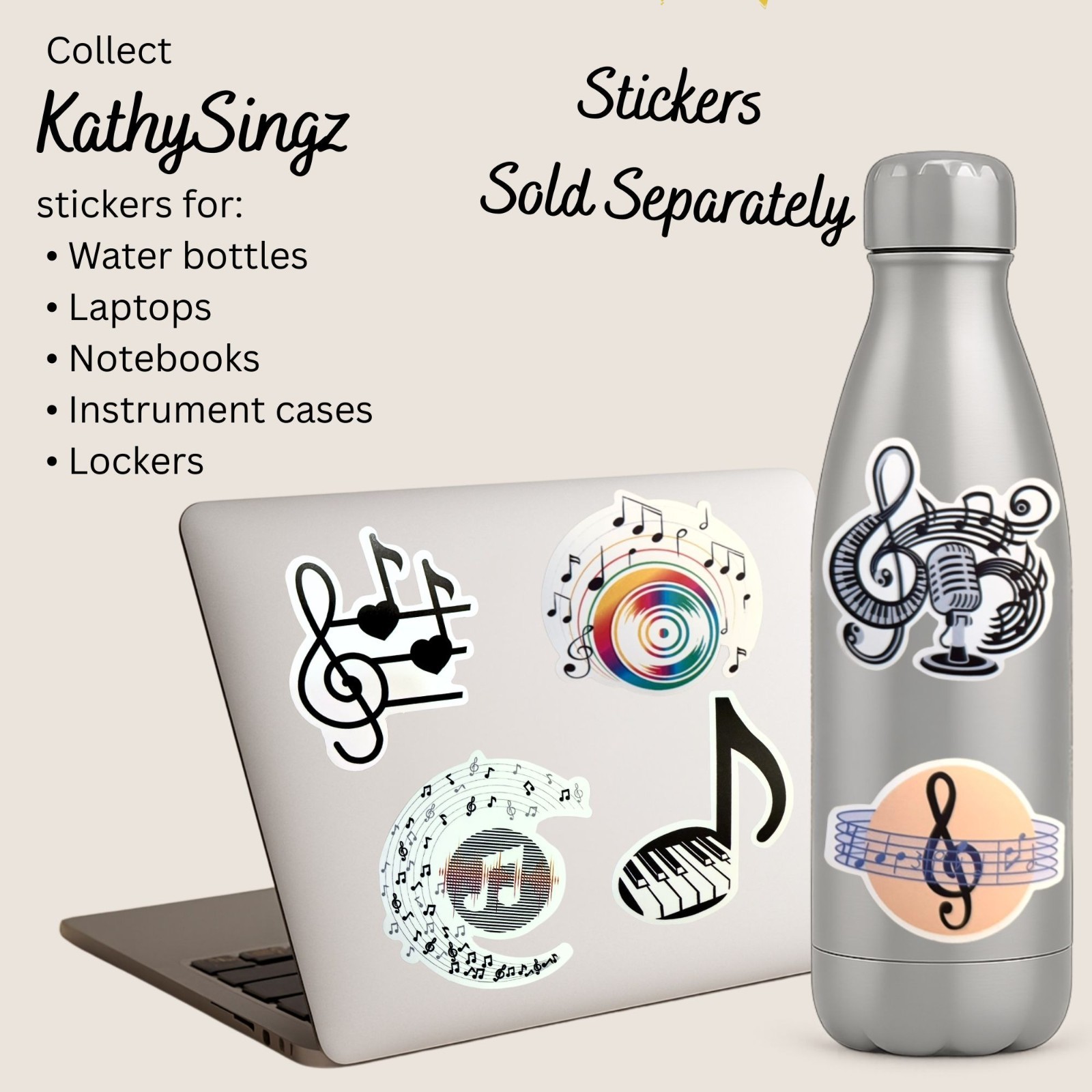 Retro Microphone Music Sticker Treble Clef Piano Keys Waterproof Vinyl No98