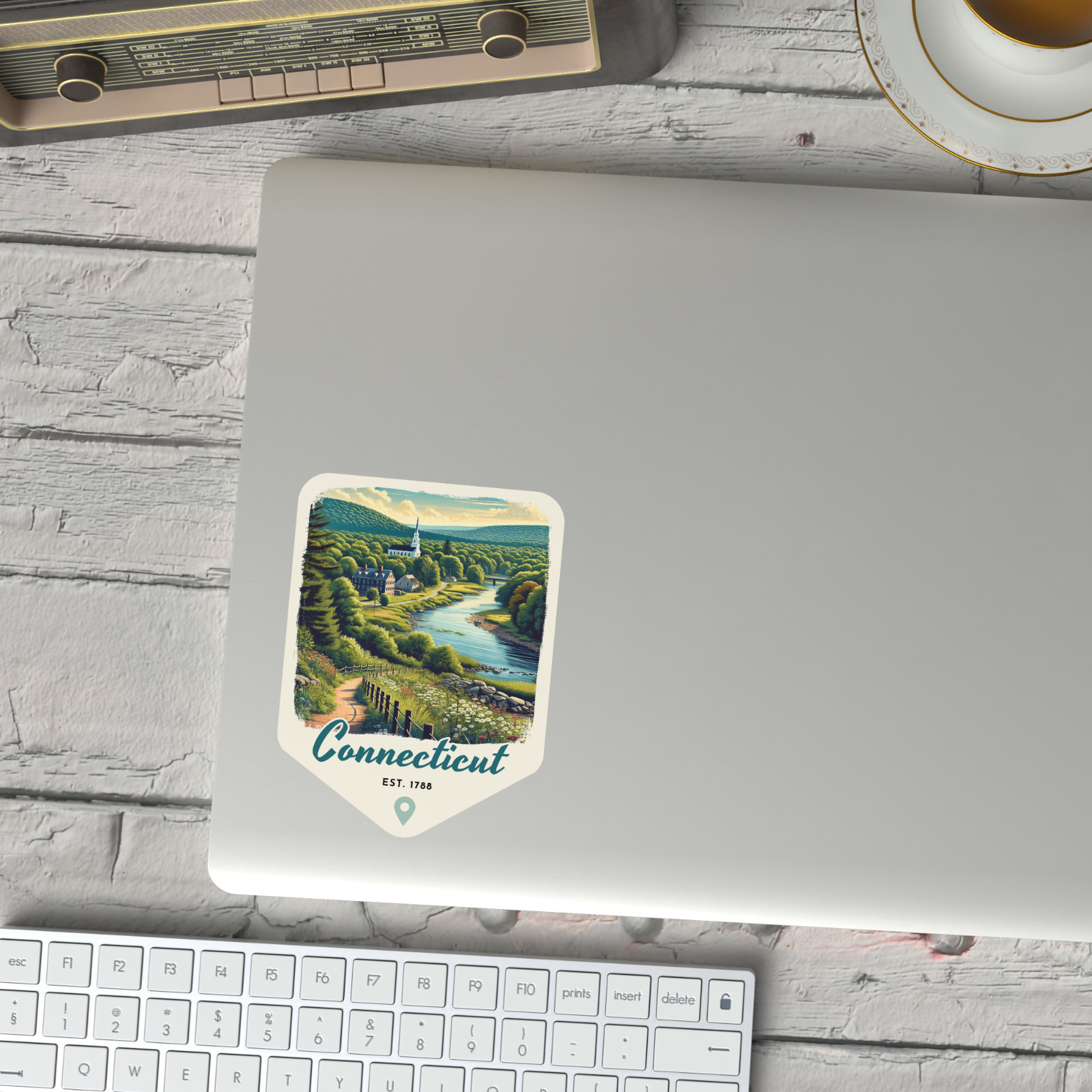 Connecticut State Sticker Retro Travel Vinyl Decal