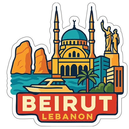 Beirut Lebanon Sticker Decal Vinyl Die-Cut City Skyline Landmark Design