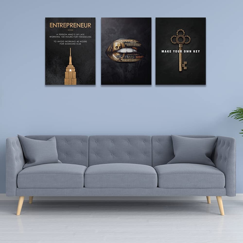 Motivational Wall Art Canvas Prints, 3 Panel Entrepreneur Office Wall Art wit…
