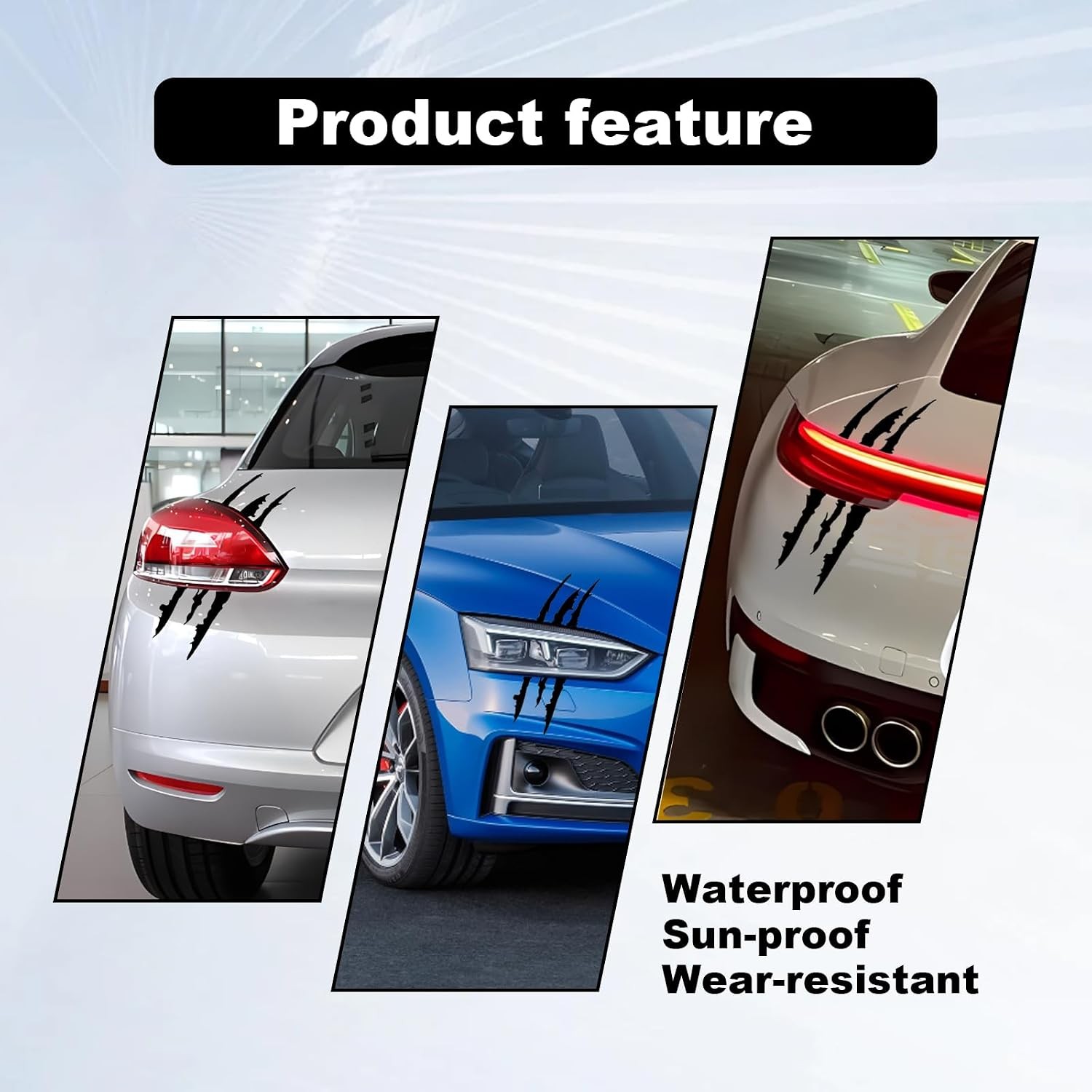 1 Full Set Monster Claw Sticker for Car Hood Decal 1 Set, Car Decals Claw Mark