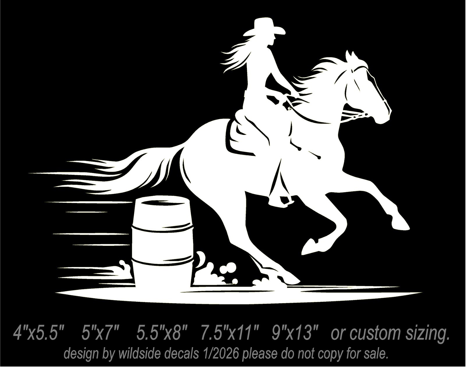 Female Barrel Racer Vinyl Decal car window horse trailer sticker