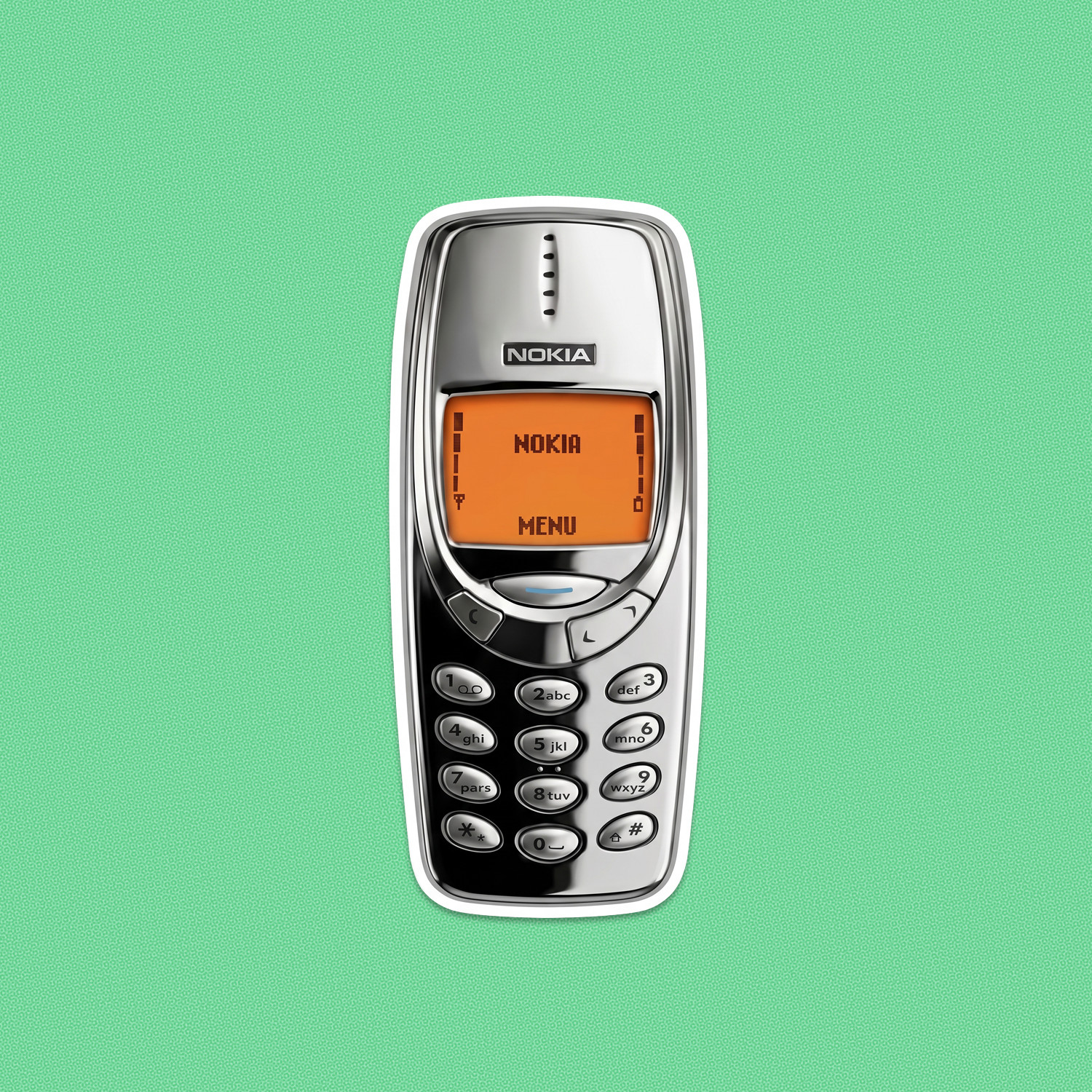 Chrome Nokia Brick Phone Sticker Retro Cell Phone Aesthetic Vinyl Decal y2k