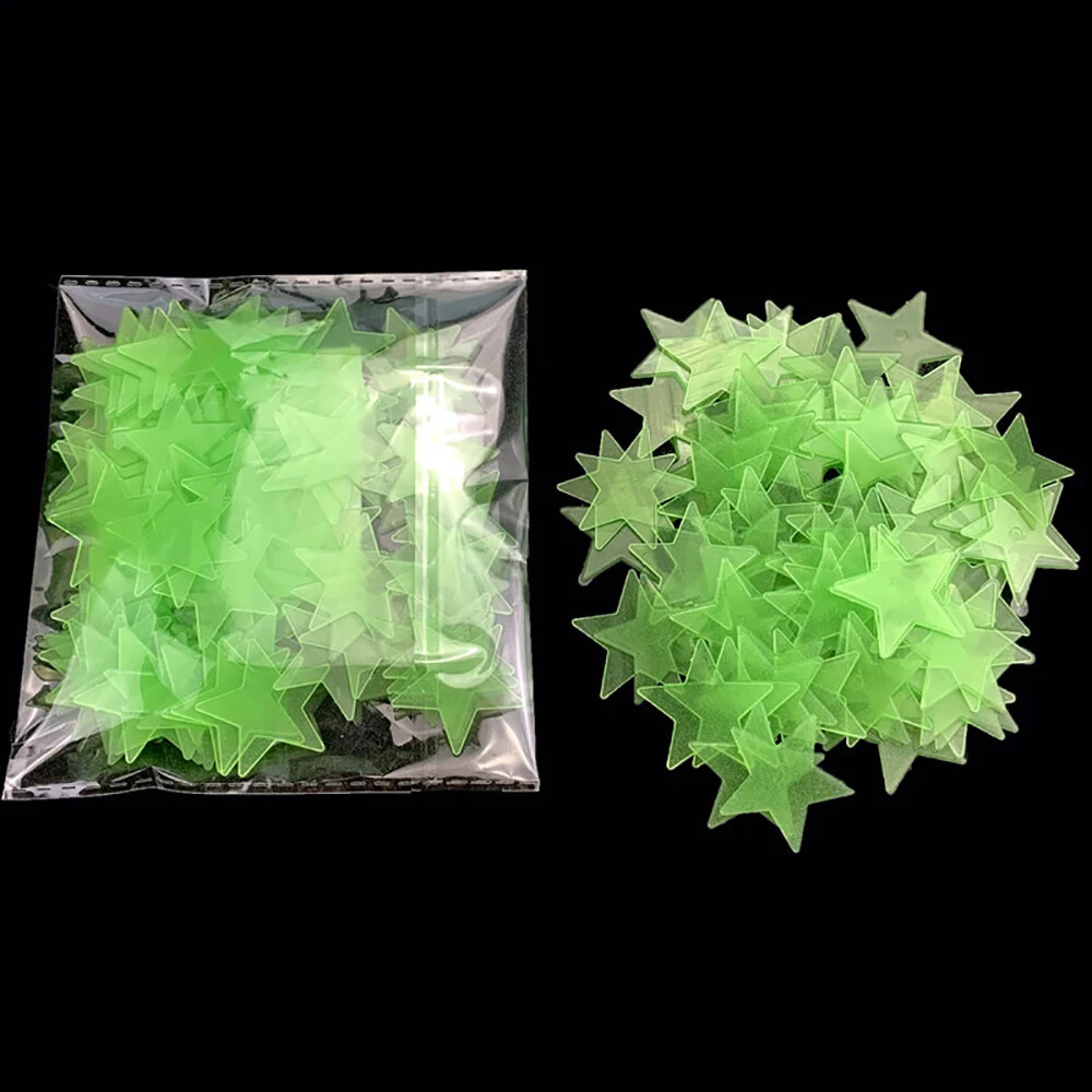 3/50/100Pcs Fluorescent Glow the Dark 3D Stars Moon Wall Stickers Kids Baby Room