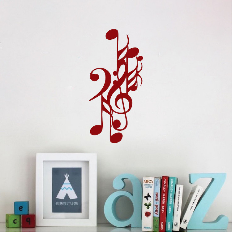 Music Notes Art Wall Decal Wallpaper Treble Bass Clef Note Removable Design, b26