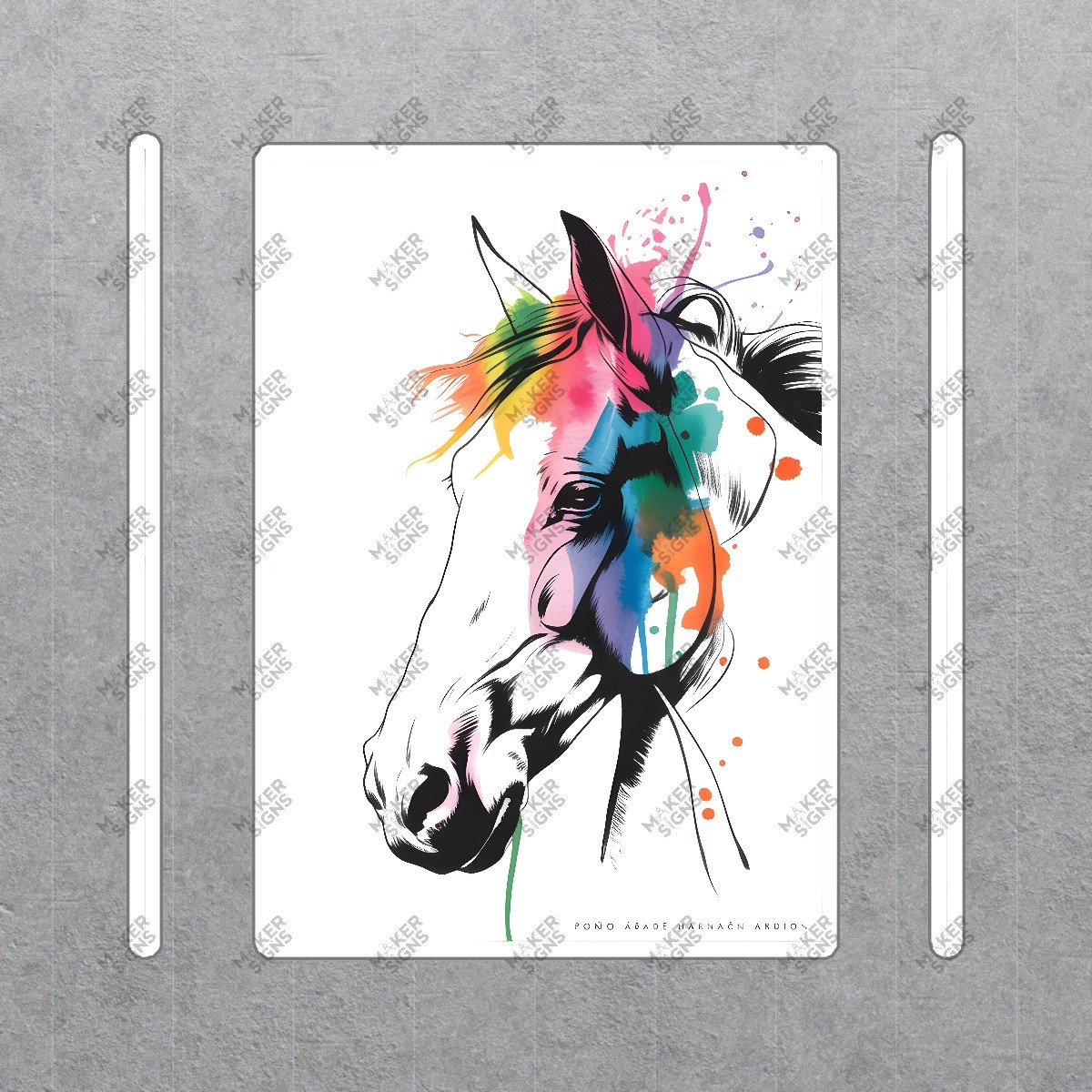 Vibrant Contemporary Horse Art Print Black & White with Color Splash, #8248