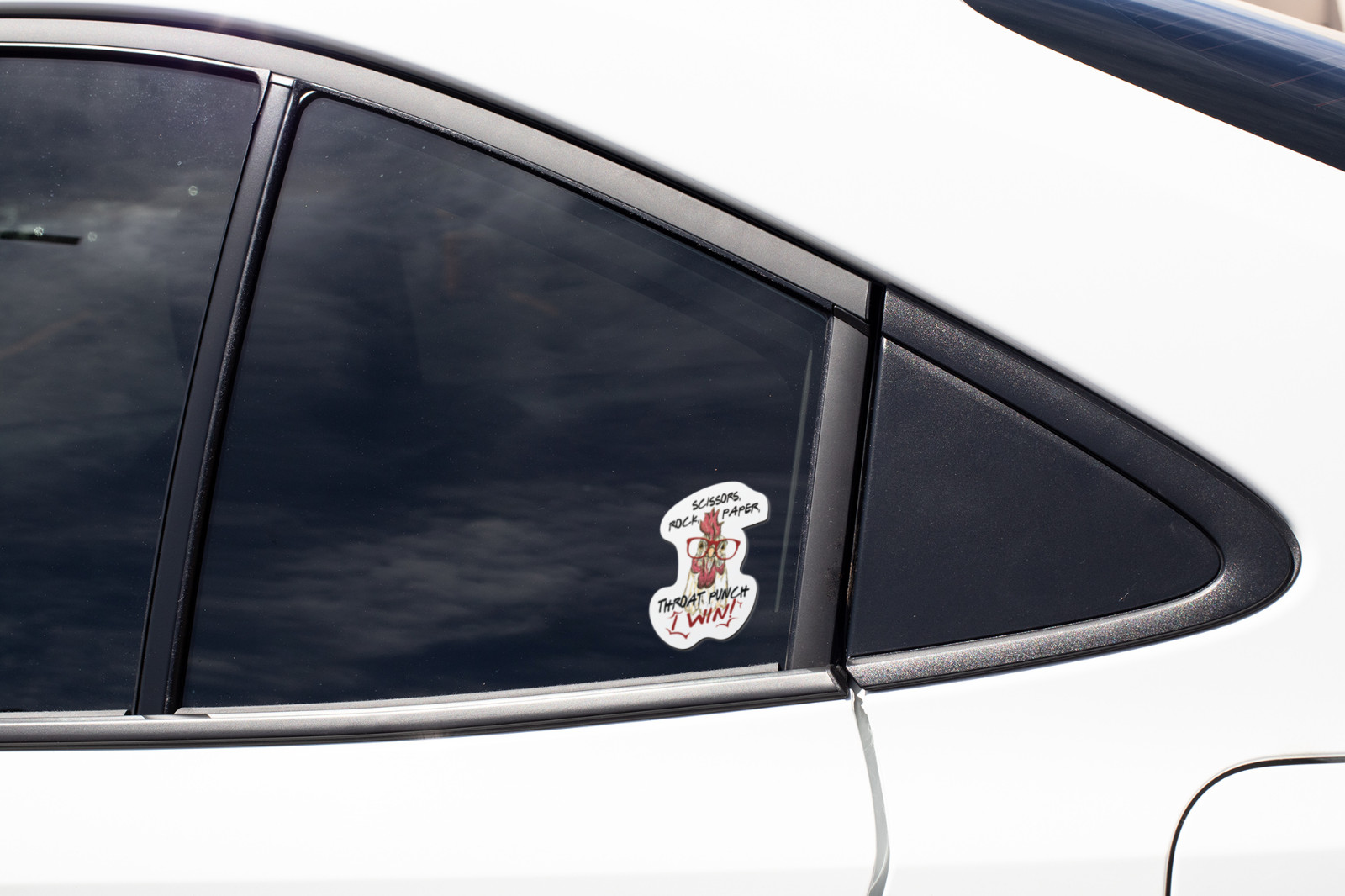 Rock paper scissors throat punch I Win Funny Chicken 4.5 In Sticker, PS591