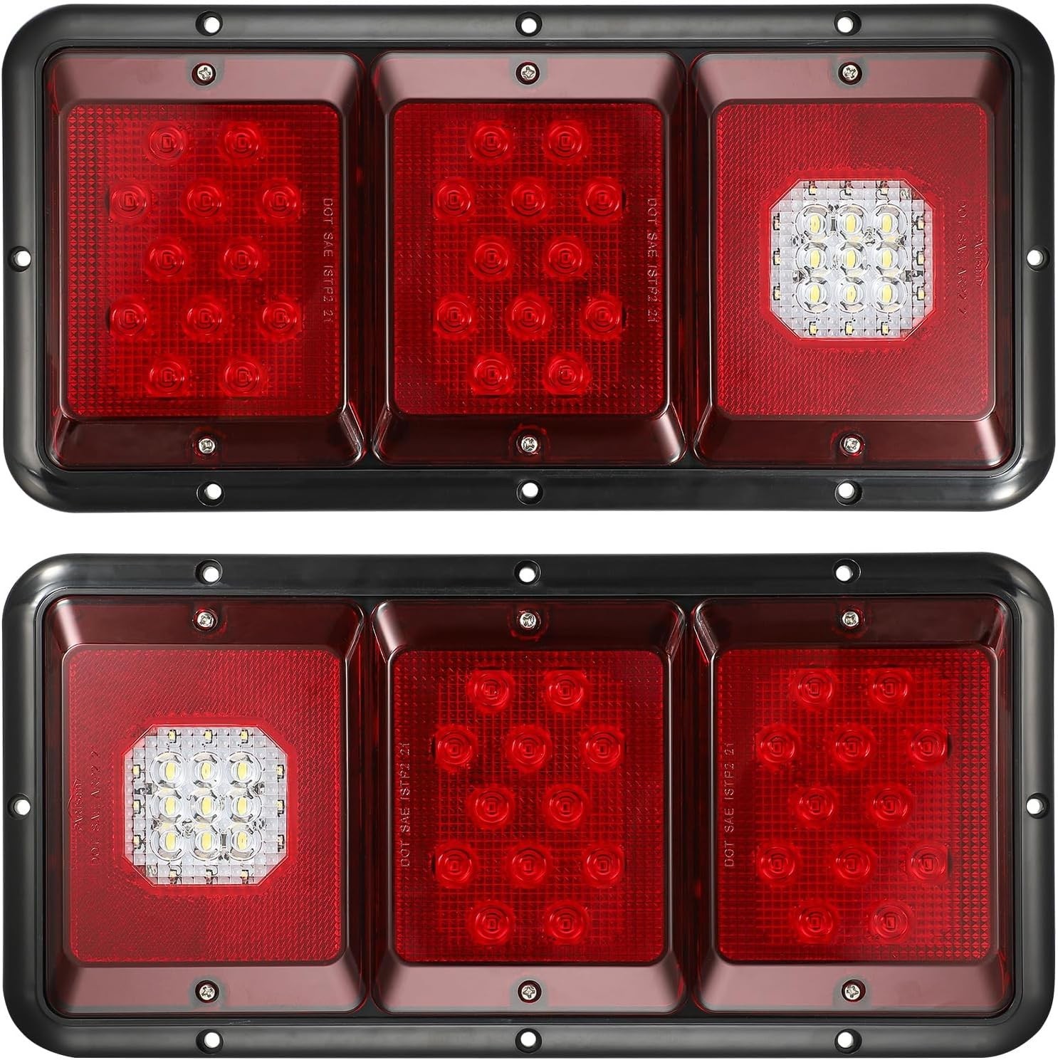 LED Tail Lights Rectangle Vertical Trailer Camper RV Tail Lights Stop Turn