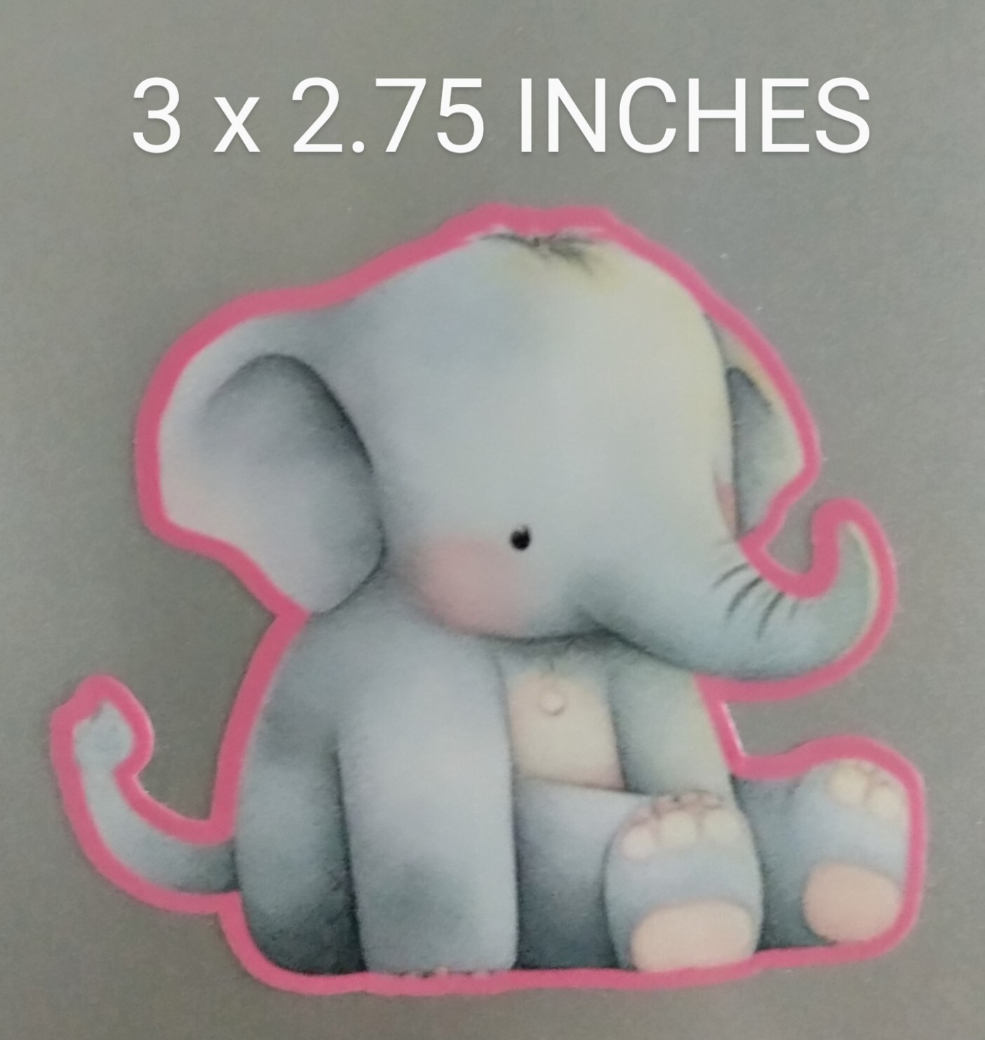 3" Baby Elephant Vinyl Decal Sticker Pink or Blue Zoo Animals Wildlife Kids Love