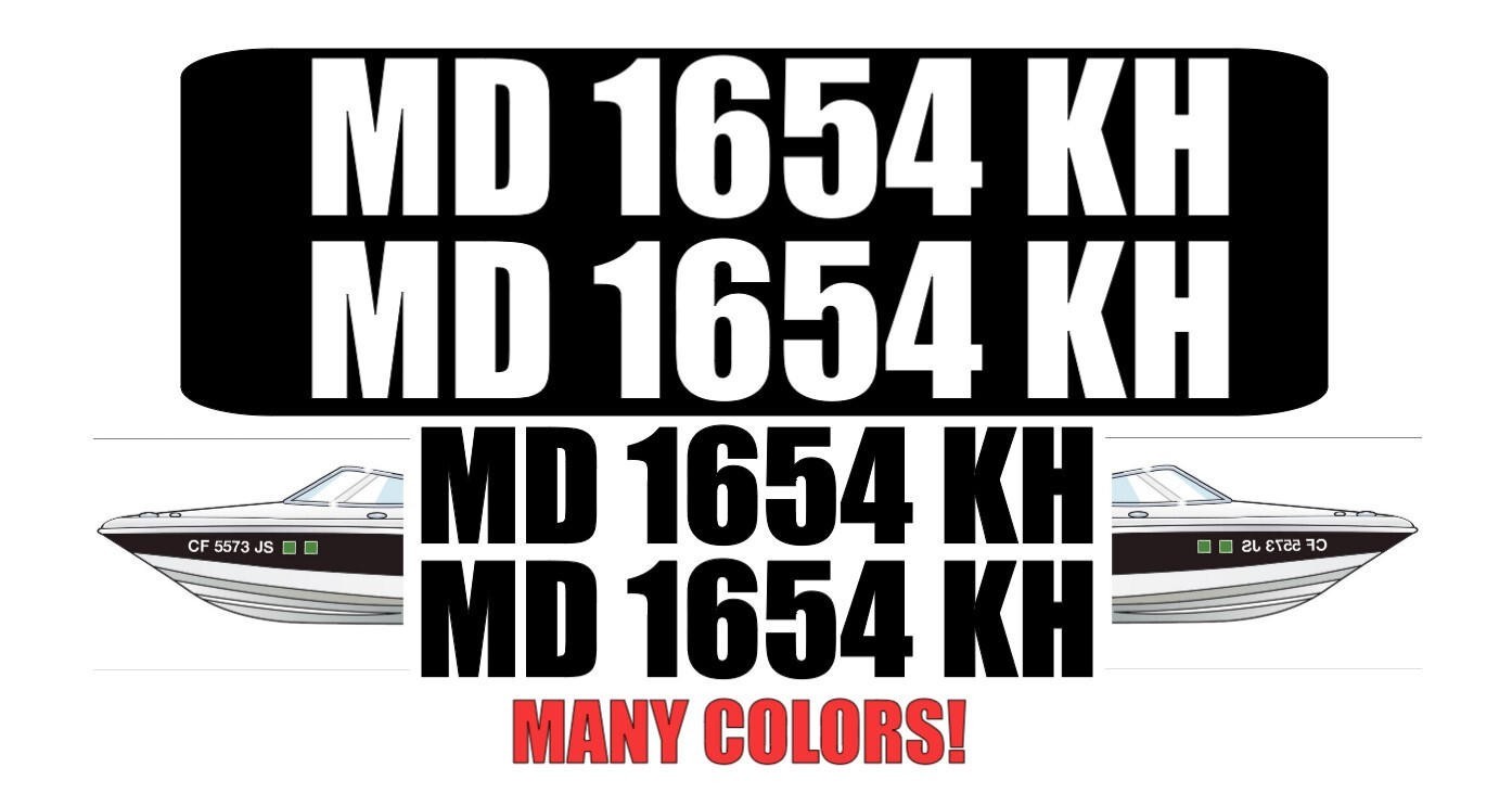 Custom Boat Registration Numbers Vinyl Decal PAIR 3in USCG Compliant Kit