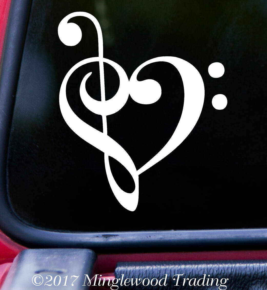 HEART MUSIC NOTE Vinyl Decal Sticker – Love Musician Piano Guitar