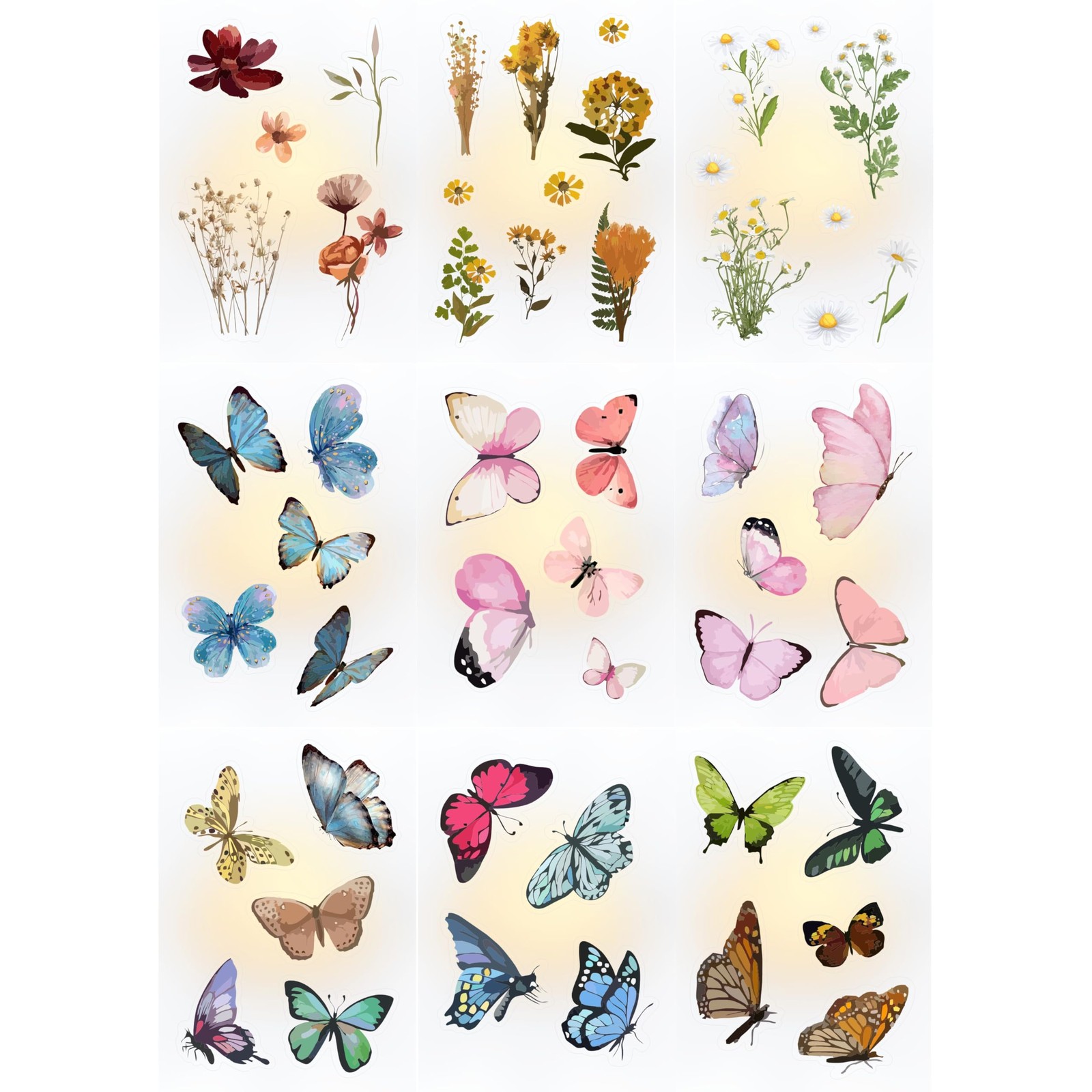 BulbaCraft Transparent Flower and Butterfly Stickers for