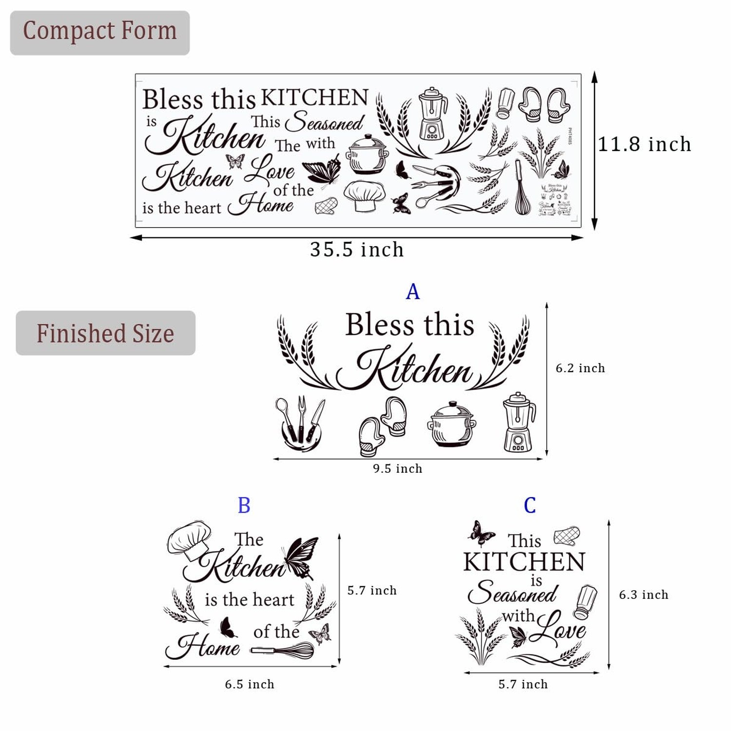 3 Set Kitchen Wall Decals Vinyl Wall Sticker Peel and Sticker Wall Decor for …