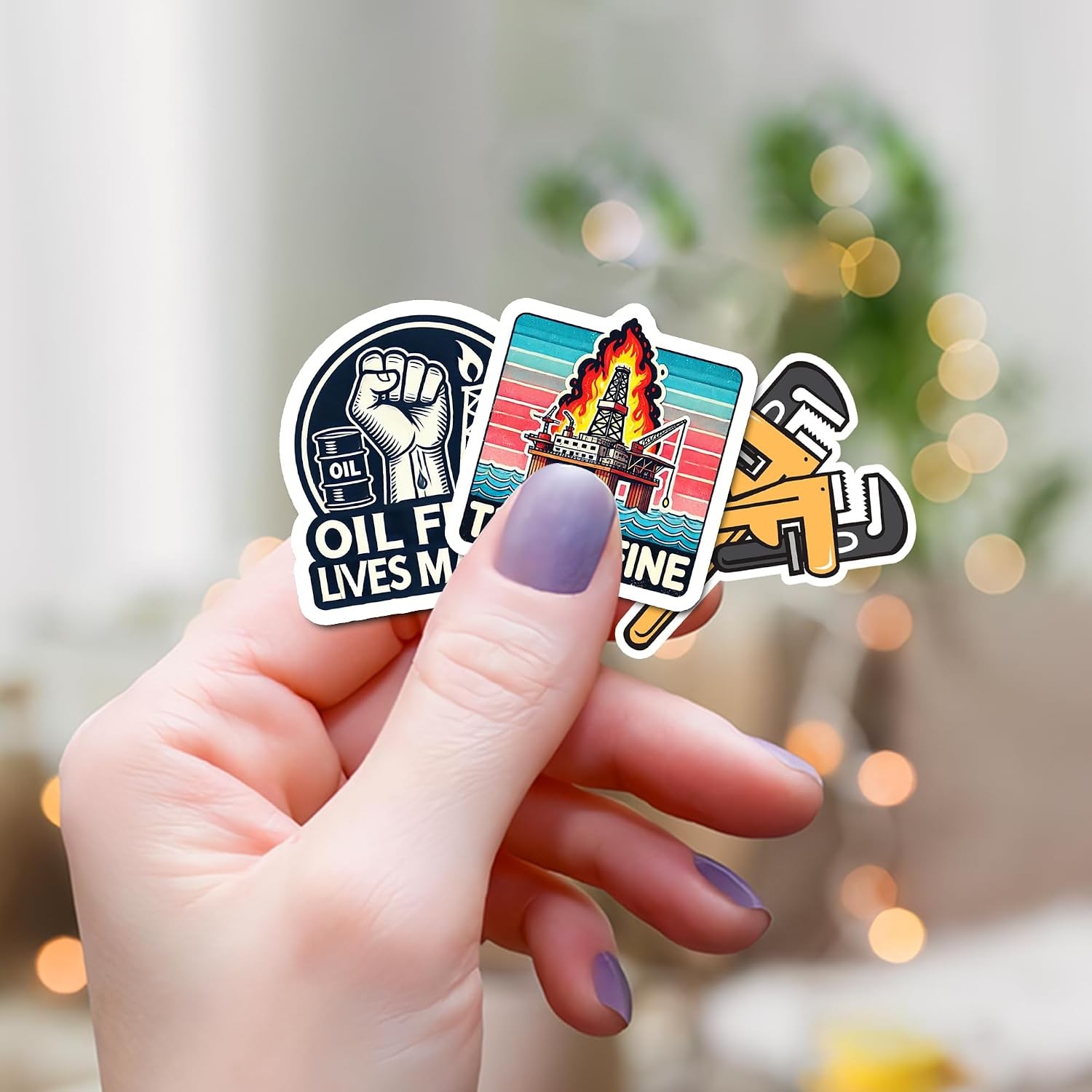 50 Pcs Oilfield Vinyl Sticker Waterproof Hard Hat Decals Oil Rig Stickers Water