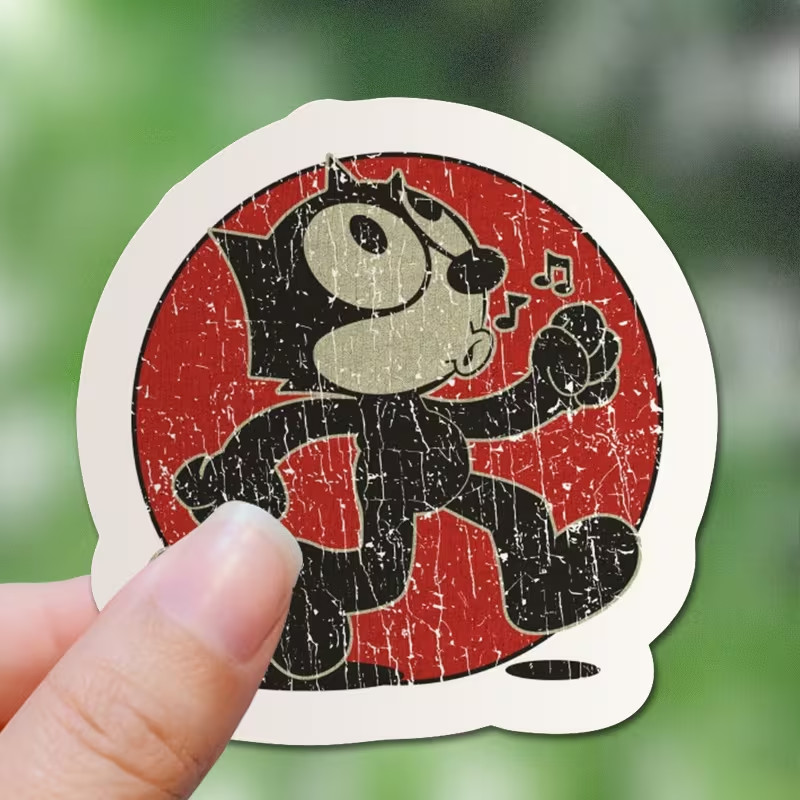 Retro Felix Cat Vinyl Sticker – Reusable, Self-Adhesive, Semi-Matte Finish