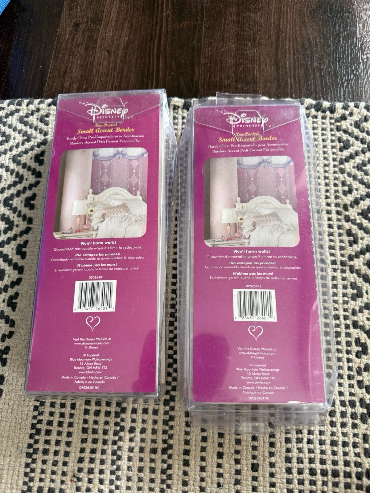 Disney Princess Wall Paper Border Accent Pink Purple Ribbon Bows Lot Of 2