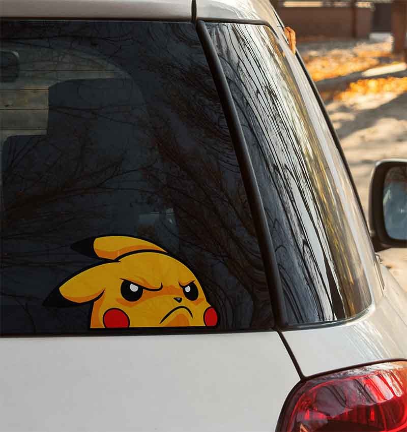 Angry Pikachu Peeker Sticker Funny Pokémon Car Decal Anime Vinyl Made in USA