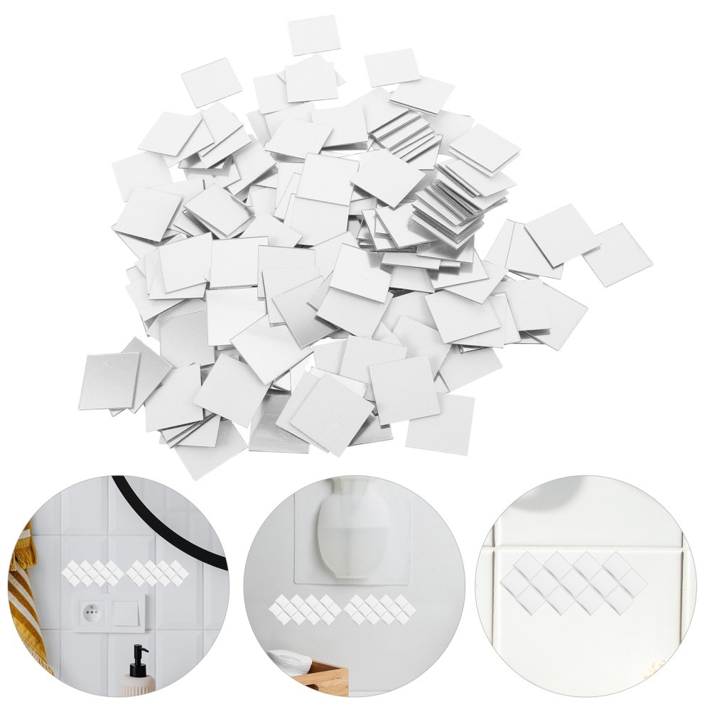 200 Pcs Mosaic Mirror Sticker Small Square Tiles Miniature Craft Mirrors