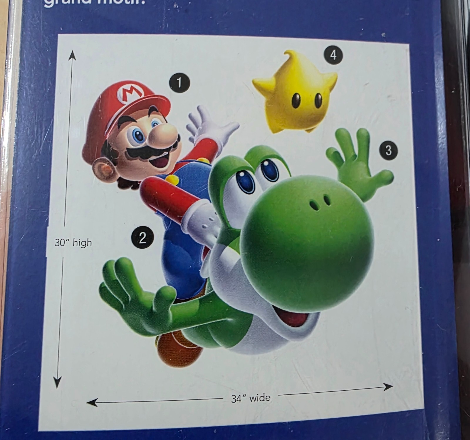 Rare Official Nintendo Super Mario Galaxy 2 Yoshi & Bowser Giant Wall Decal Sets