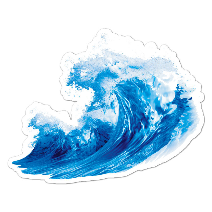 Wave Surf, Vinyl Decal Sticker, Indoor Outdoor, 3 Sizes, #9795