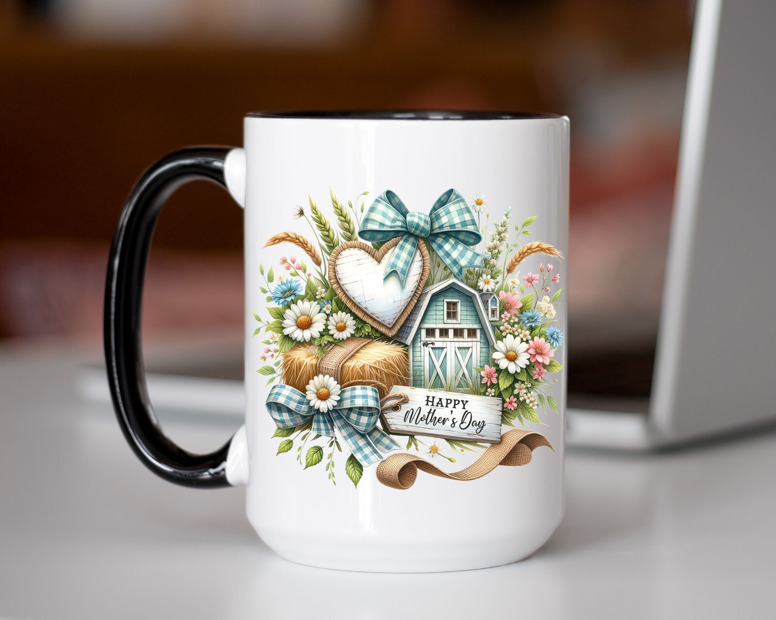 Happy Mother's Day Blue Barn UV DTF Transparent Sticker / Decal