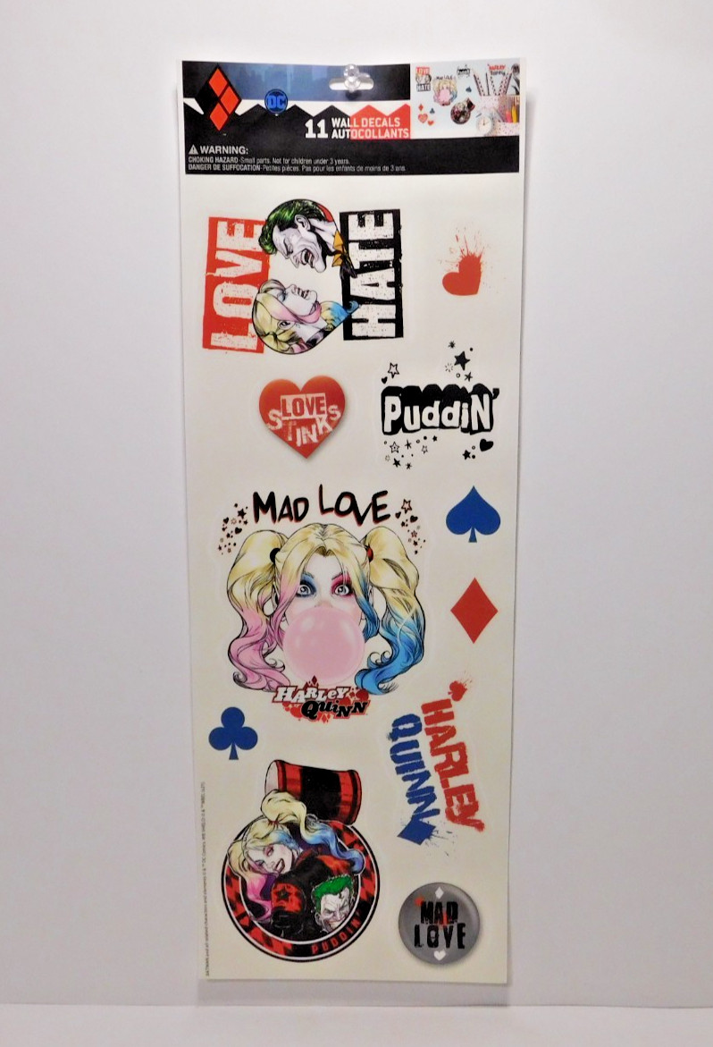 Harley Quinn DC Wall Decals Removable Repositionable Sticker Sheet 7×17 USA