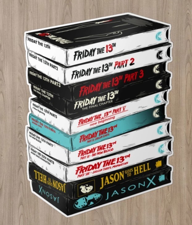Friday the 13th Movie Stack Vinyl Sticker 5" Jason 80s Horror Removable Reusable