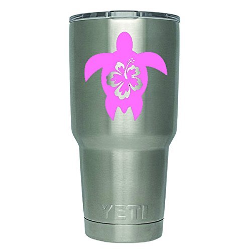 2 Pack Hibiscus Turtle Tropical Decal Sticker Decal ONLY Cup NOT Included) Decal