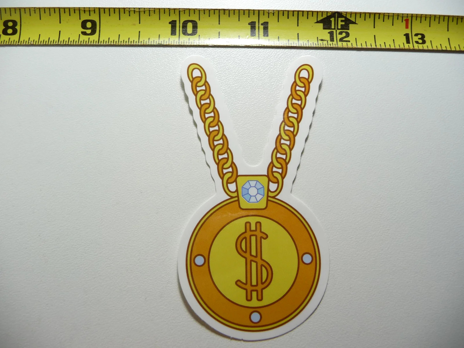 GOLD COIN NECKLACE SMALL STICKER DECAL HIP HOP RAP MUSIC STYLE STREET