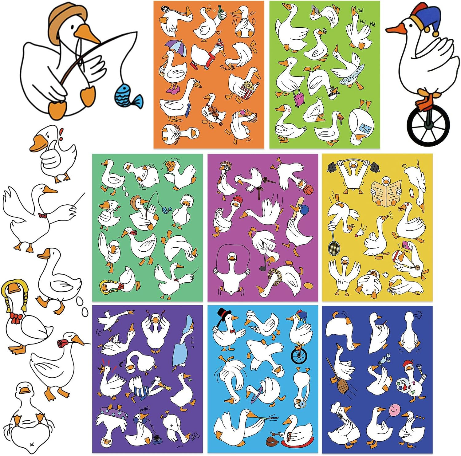 8 Sheets 80 Pcs Silly Goose Stickers Funny Waterproof Goose Bumper Sticker Gifts