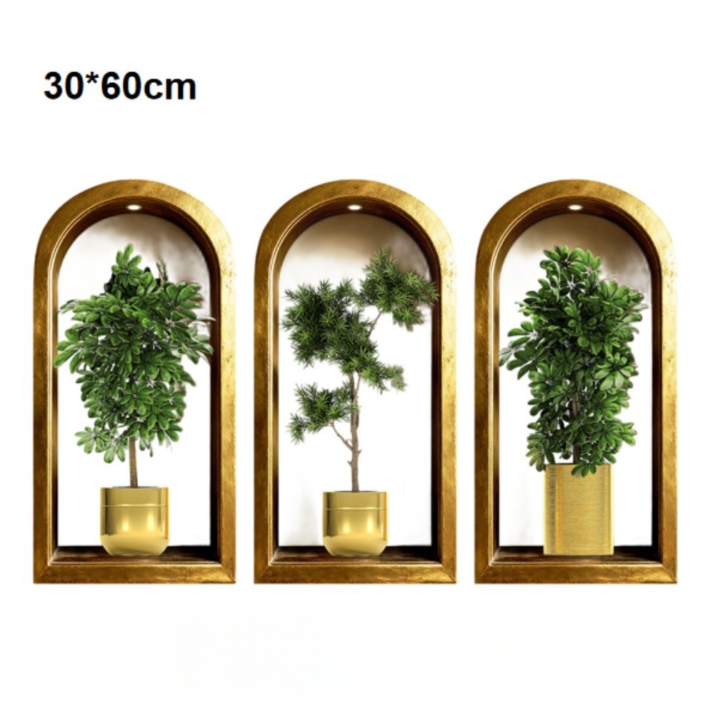 Large 3D Plant Wall Decals 30x60cm 40x80cm for Living For Room Kitchen Decor