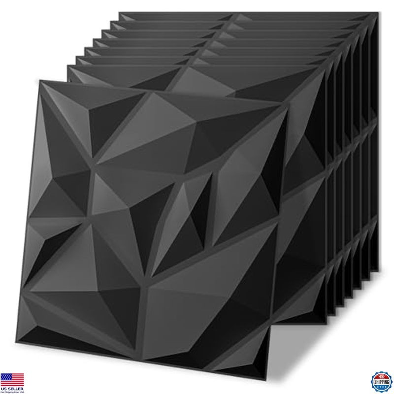 20 Pack 3D Wall Panels Black PVC Art for Living Room Bedroom Gaming Decor 11.8"