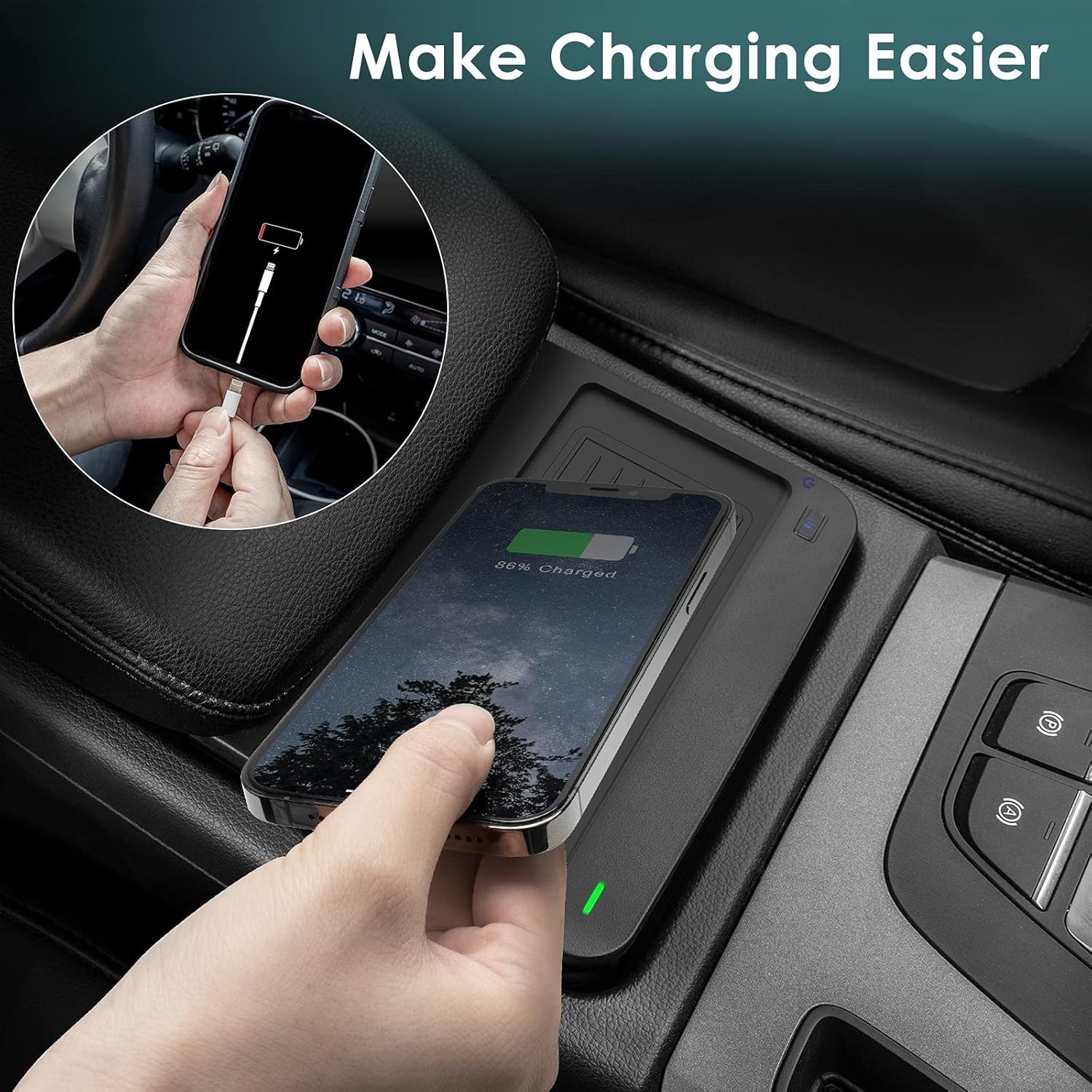 Wireless Car Phone Charger Pad for Audi Q5/SQ5 2018-2024, Center Console Accesso