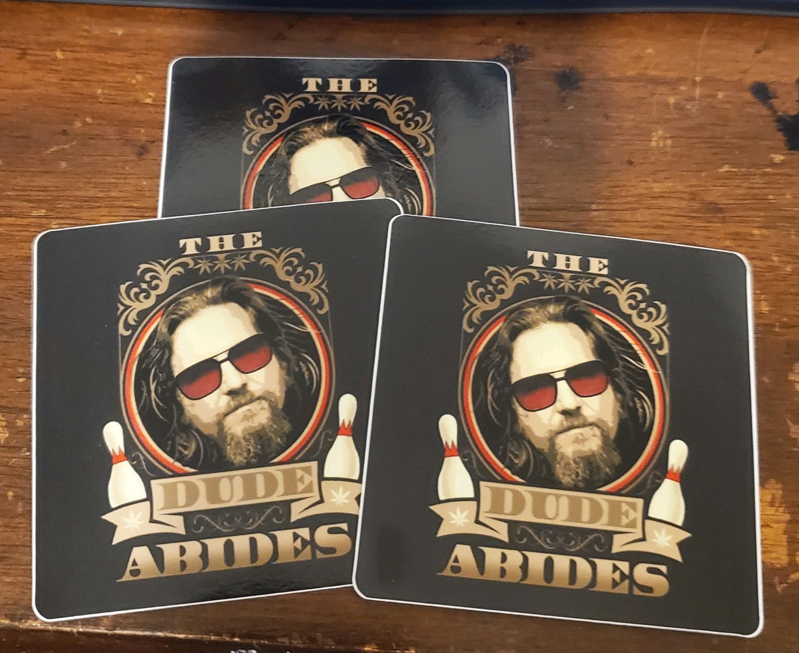 Big Lebowski The Dude Abides STICKERS 3 PACK LOT WORLDWIDE 🌐 SHIPPING