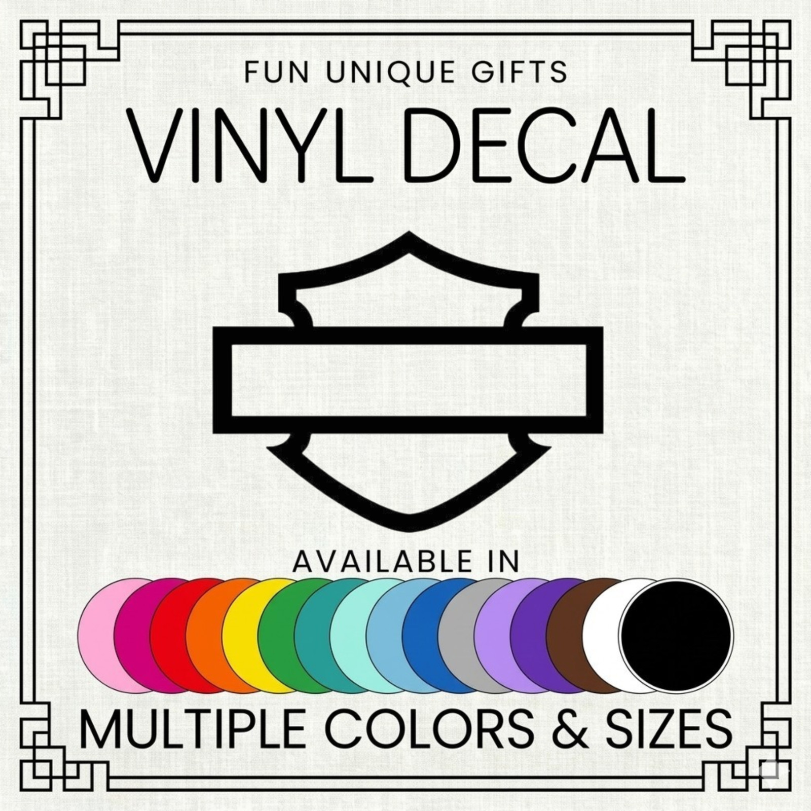 Harley Shield Vinyl Decal Sticker -Multiple Colors & Sizes- SHIPS FREE!