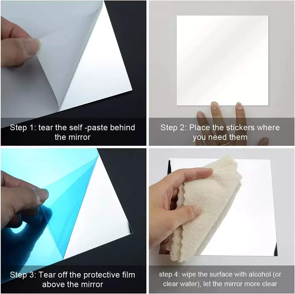 Fantasyon 10 Pieces Flexible Mirror Sheets, Self Adhesive Decorative Plastic Mir