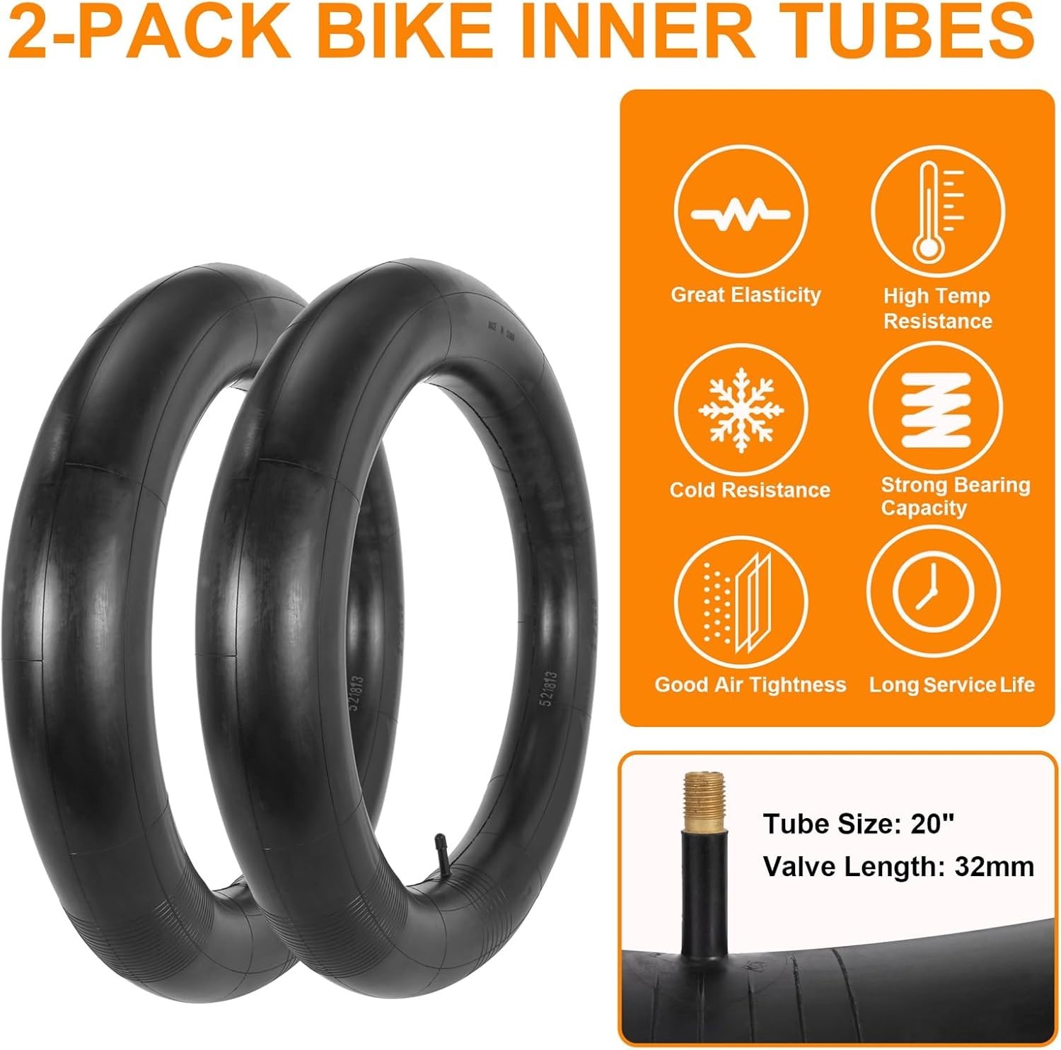 2-Pack 20X4.0 Fat Bike Tire, 20 Inch Mountain Bike Tires & Tubes Set, Folding Re
