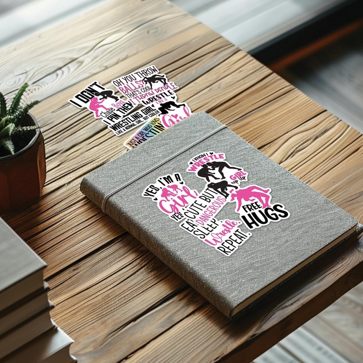 10pcs Girl Wrestling Sticker Wrestle Like a Girl Women Wrestler Quotes Decal