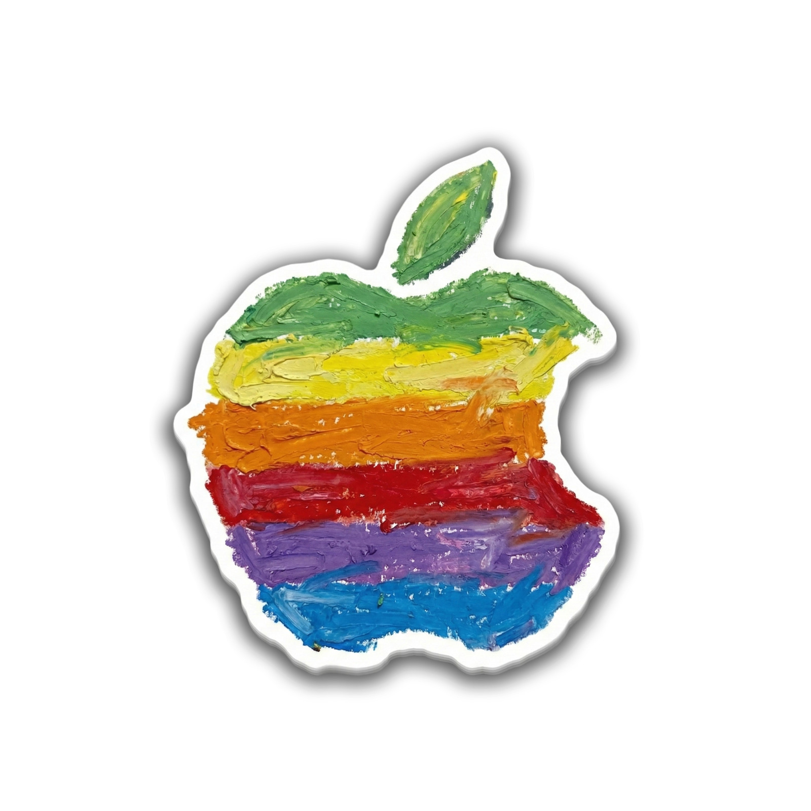 Apple Oil Pastel Retro Sticker 4 Inch Vinyl Decal Retro Apple Computer Graphic