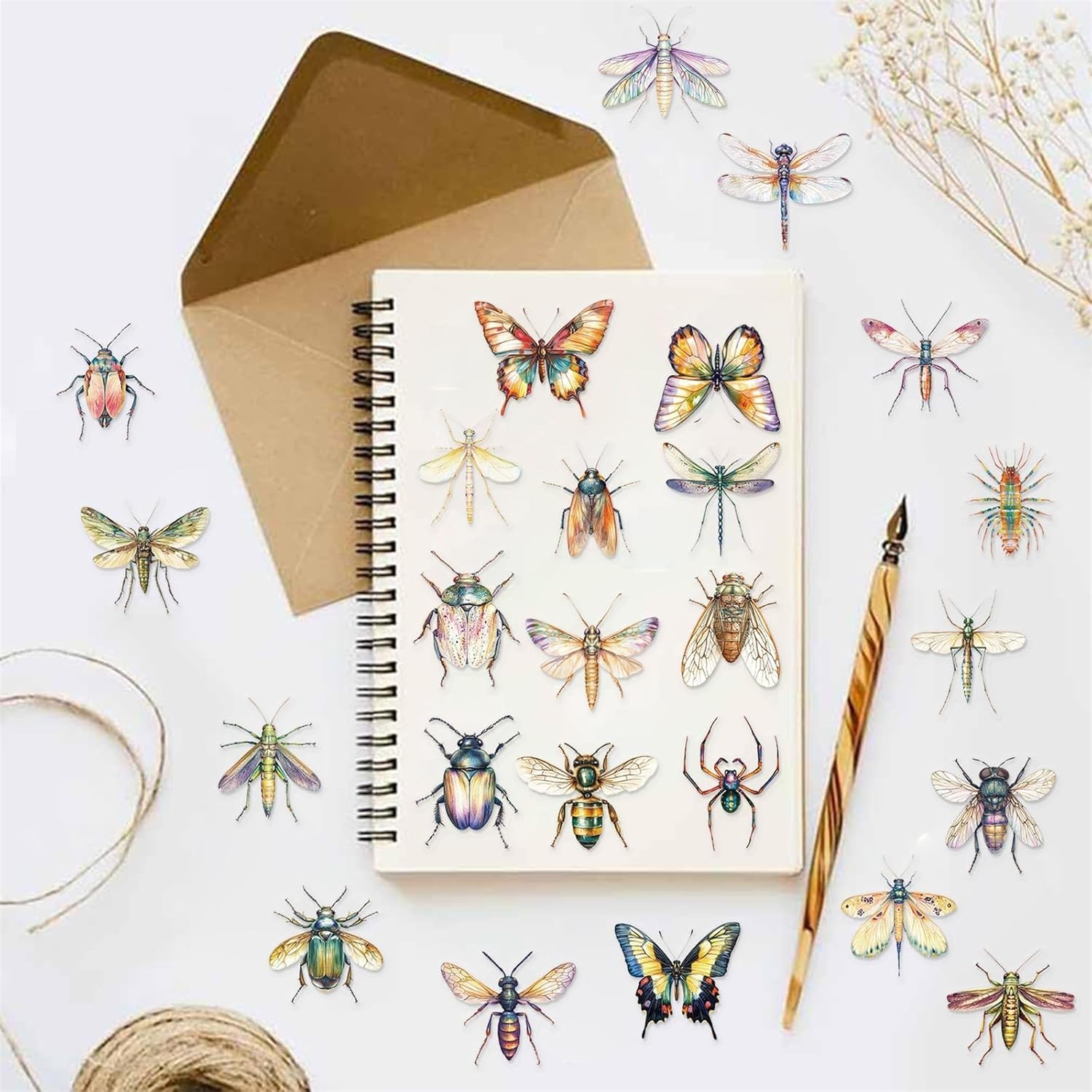 50PCS Insect Stickers PET Transparent Stickers Lifelike Insect Decals Waterproof