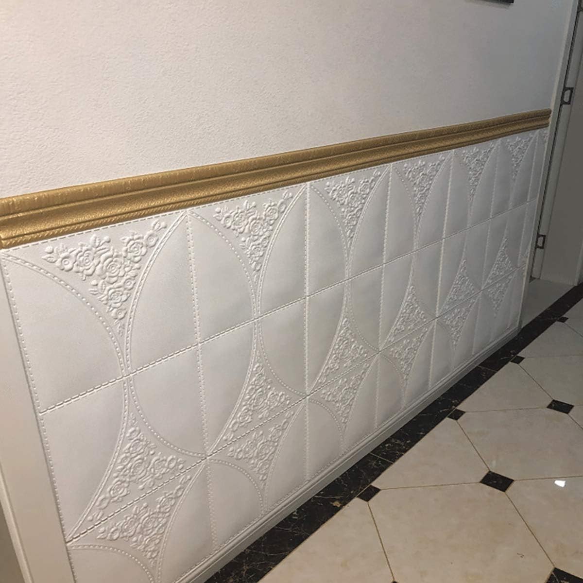90"x 3" Self Adhesive Flexible Foam Molding Trim, 3D Sticky Decorative Wall L…