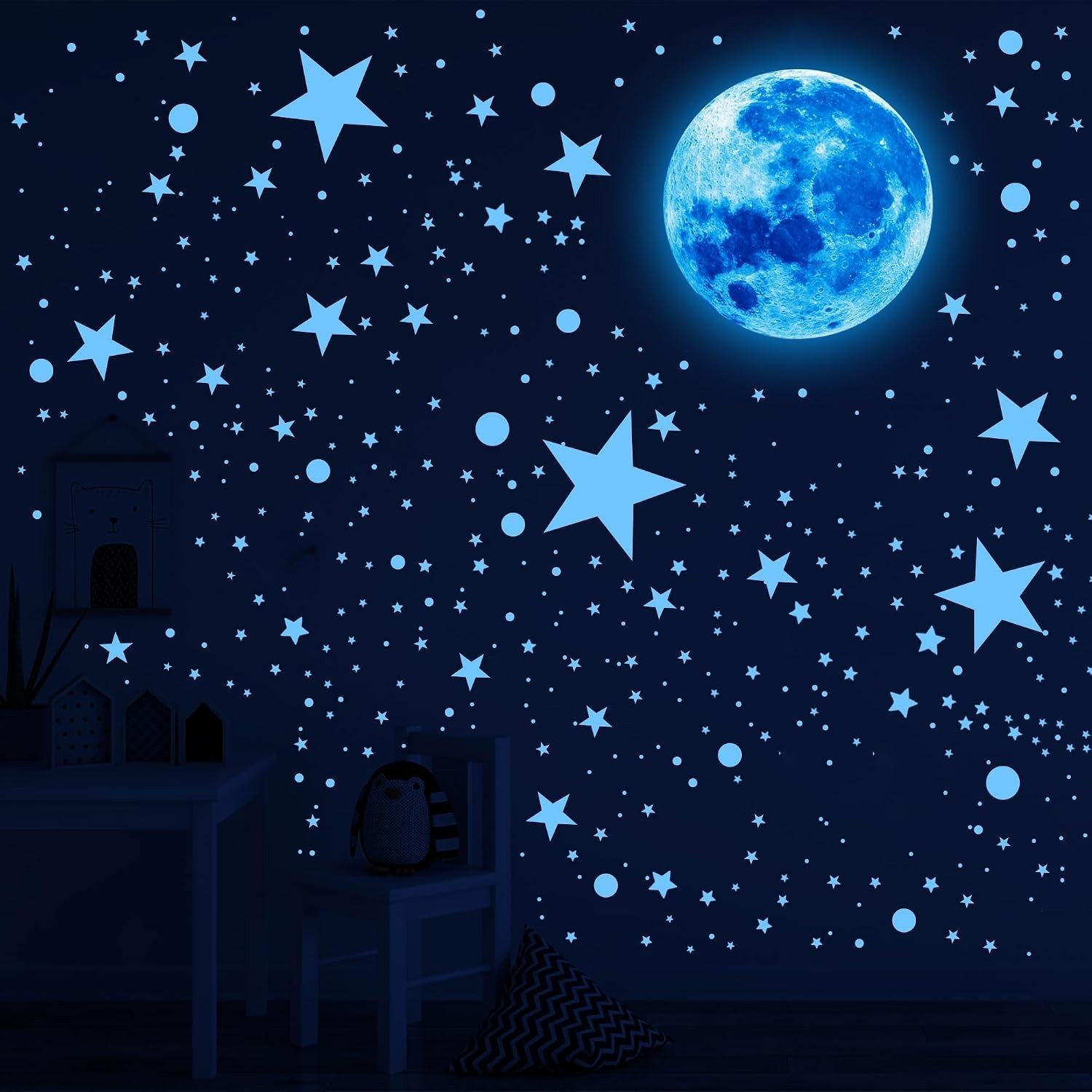 492Pcs Glow in the Dark Stars for Celing Glow Moon and Space Wall Decals | Ga…